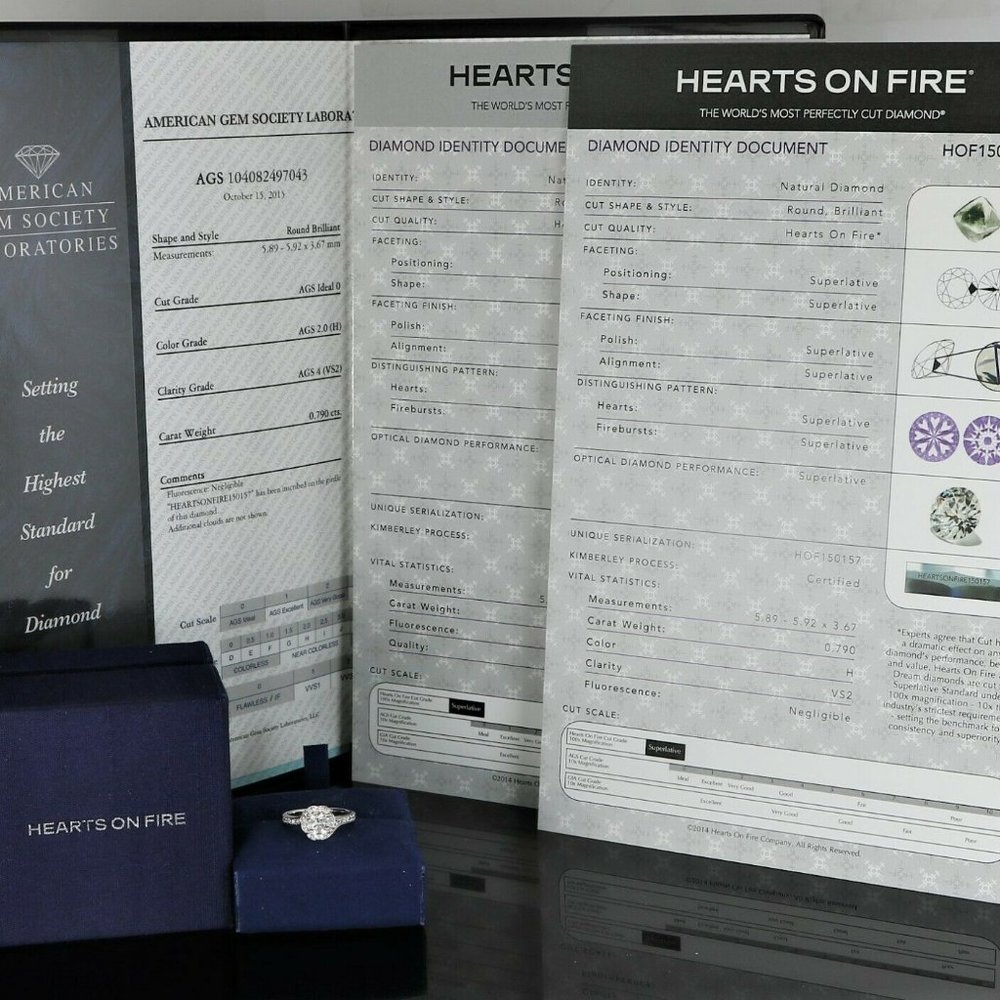 16867 Hearts On Fire 18K White Gold 0.79ct VS2 Round Diamond Engagement Ring - Picture 2 of 10